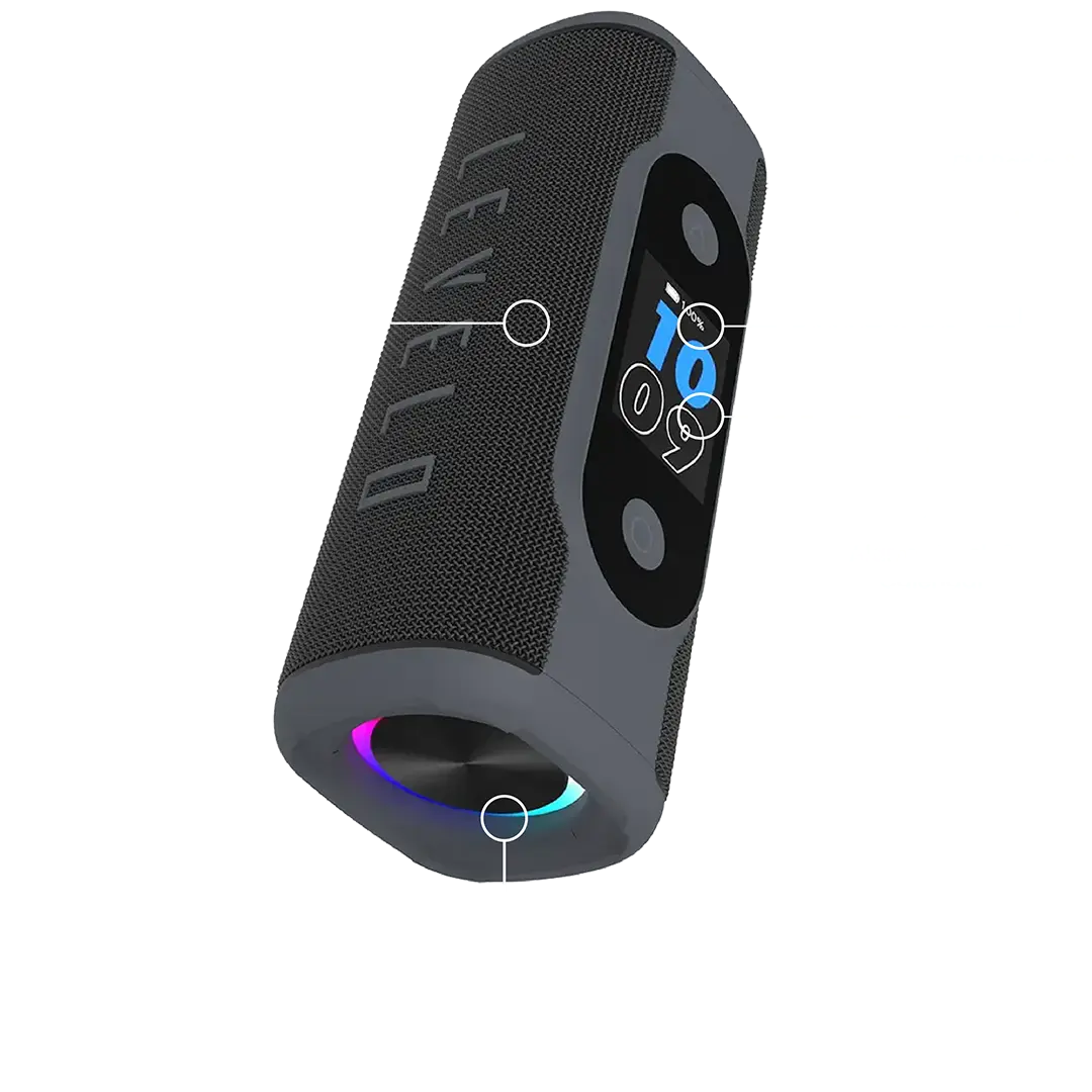 Levelo Bassbeat Portable Speaker With LED Display - Black Levelo Bassbeat Portable Speaker With LED Display - Black