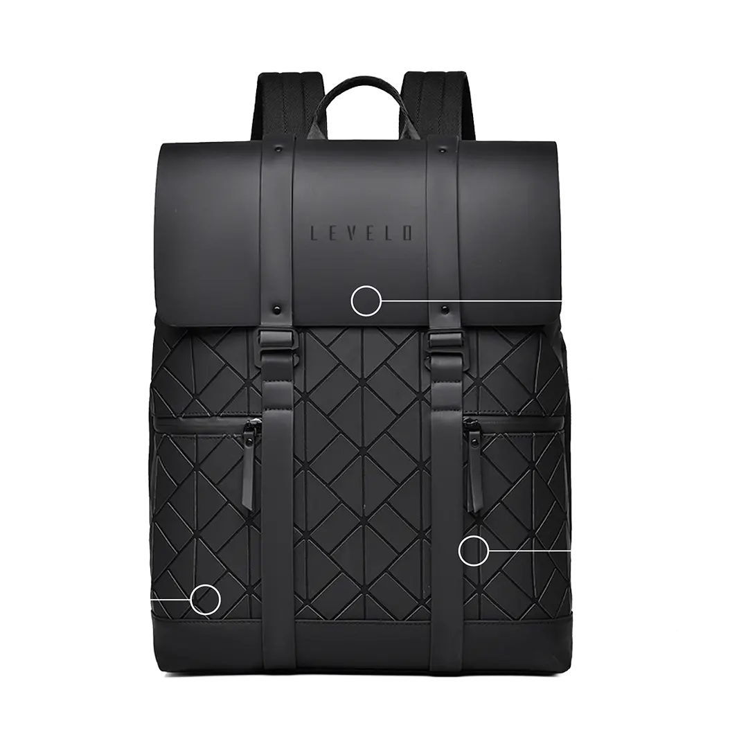 Levelo Caen Travel Backpack - Black Levelo Caen Travel Backpack - Black