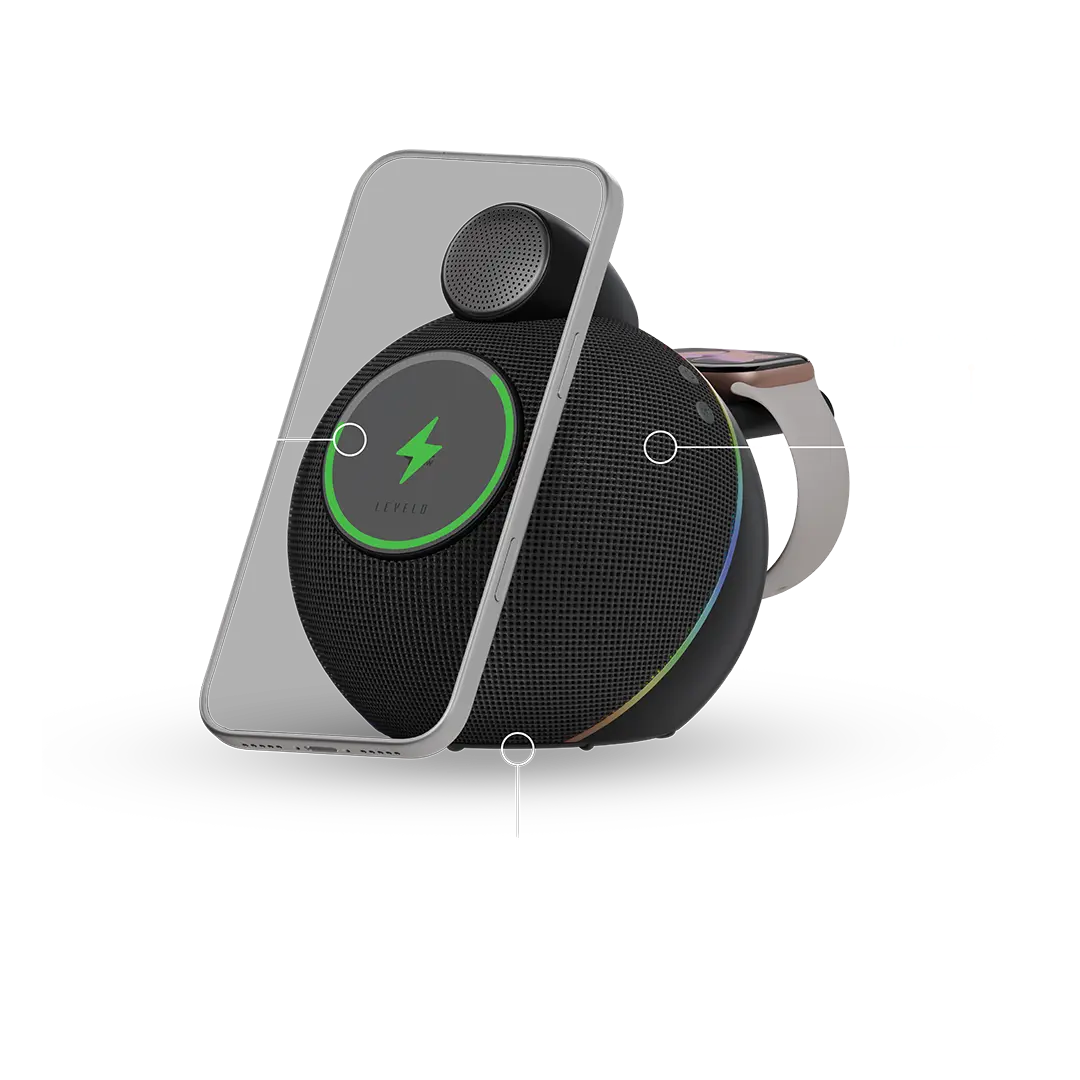 Levelo Aira Wireless Charger With Speaker - Black Levelo Aira Wireless Charger With Speaker - Black