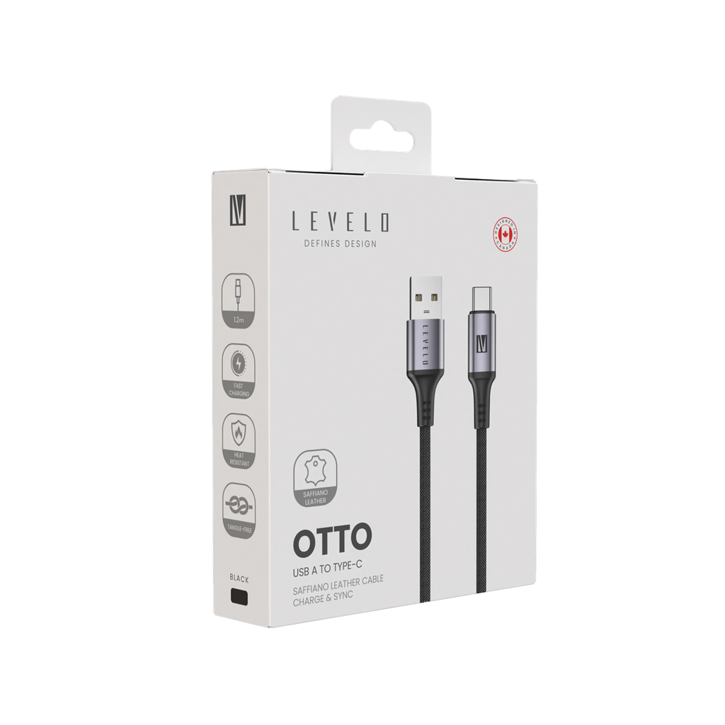 Levelo Otto USB A to C 18W Cable - Black