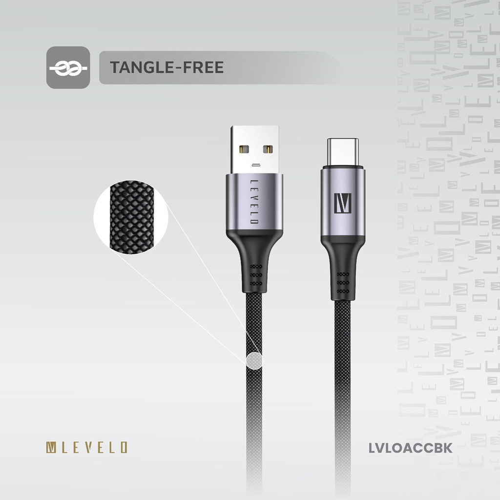 Levelo Otto USB A to C 18W Cable - Black