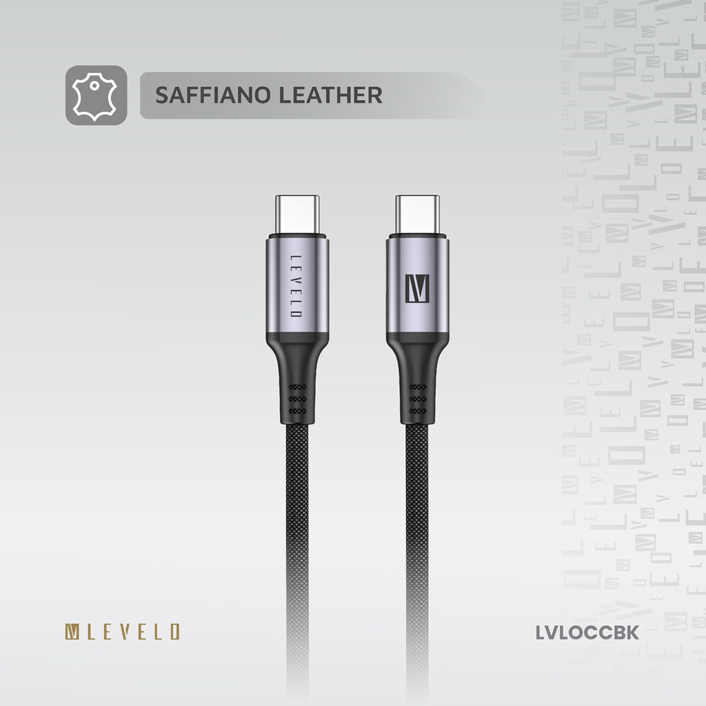 Levelo Otto USB C to C 60W Leather Cable - Black