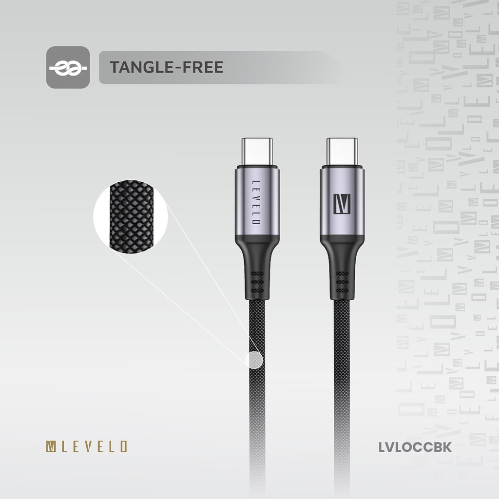 Levelo Otto USB C to C 60W Leather Cable - Black