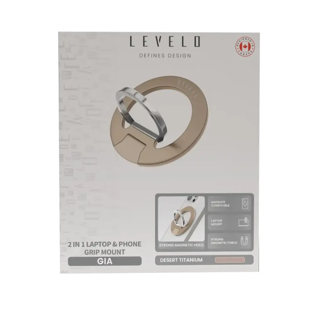 Levelo Gia Magsafe Phone Ring Holder & Mount - Desert Titanium