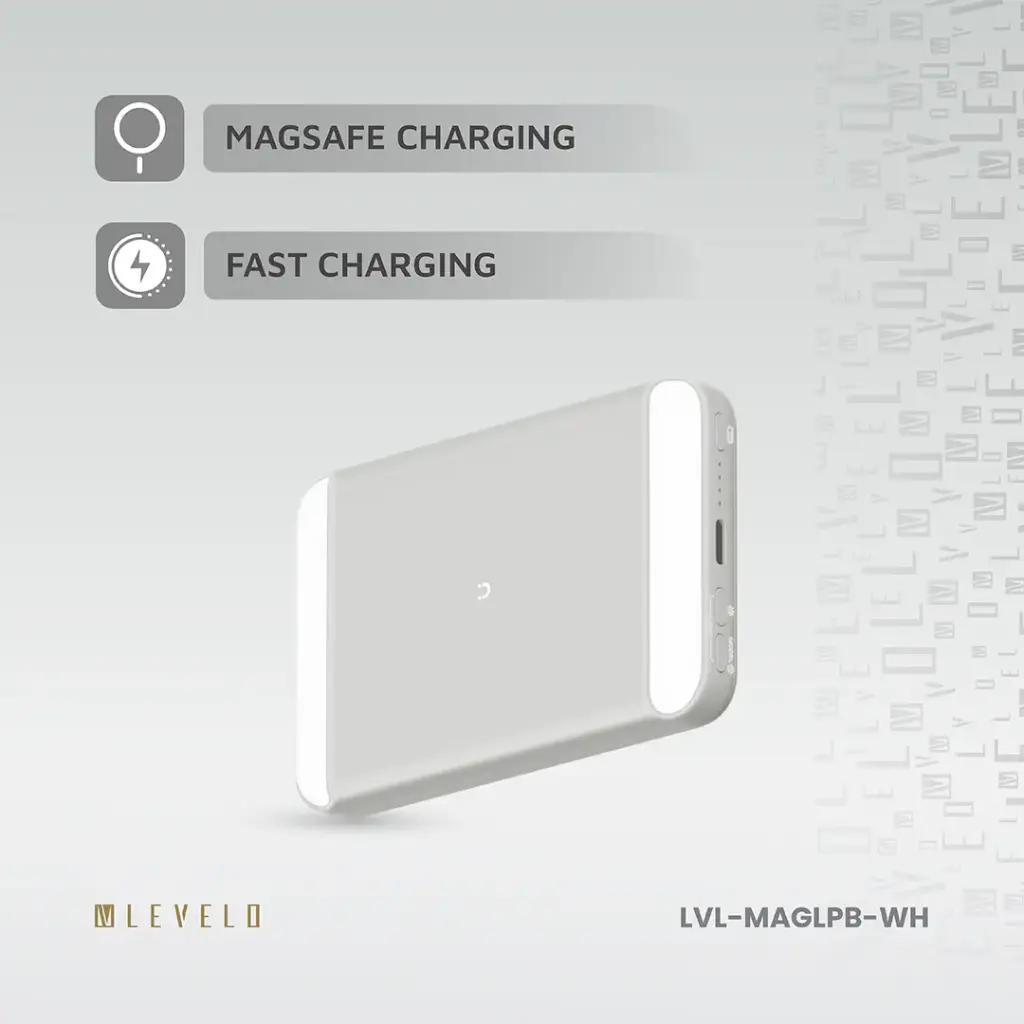 Levelo MagLight Portable Power Bank 8000mAh - White