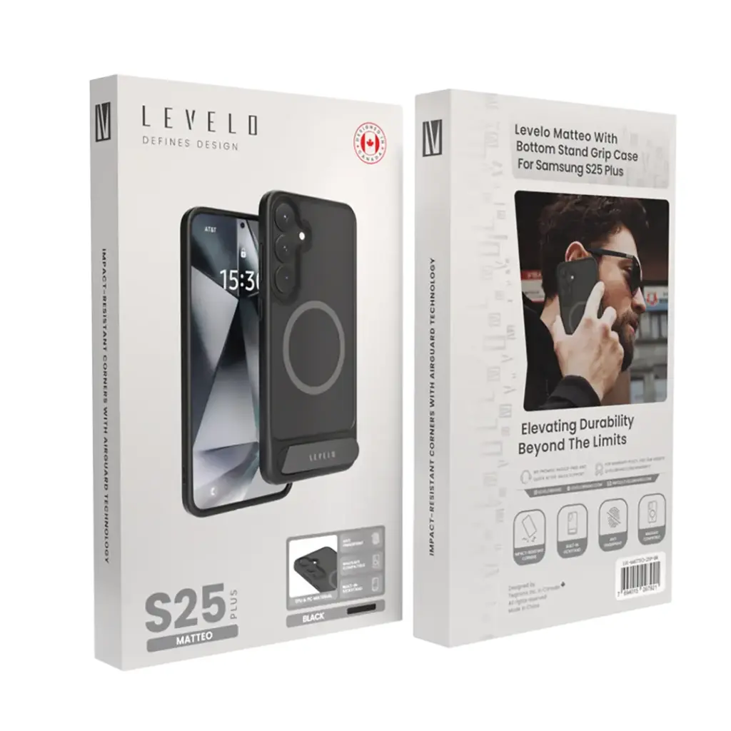 Levelo Matteo with Bottom Stand Grip Case for Samsung S25 Plus / Ultra