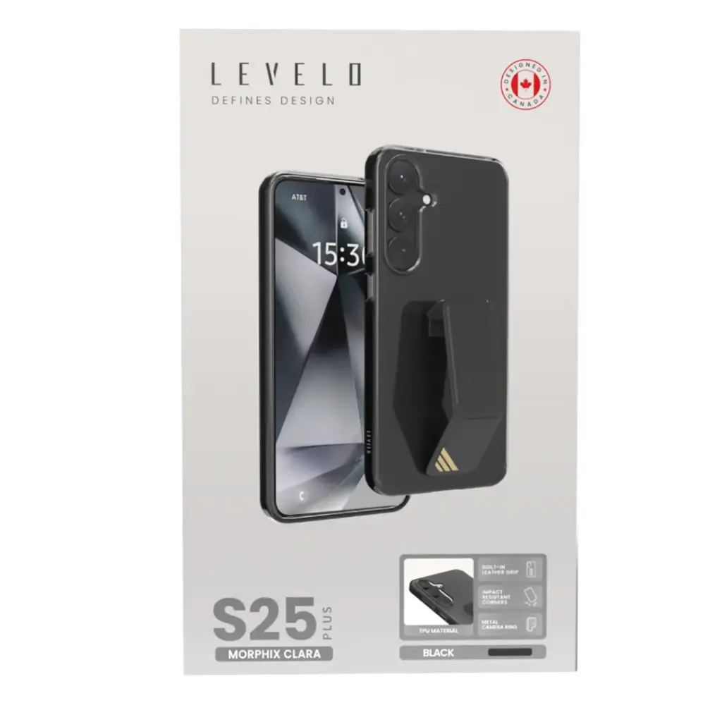 Levelo Morphix Clara Grip Case for Samsung s25 Plus - Black