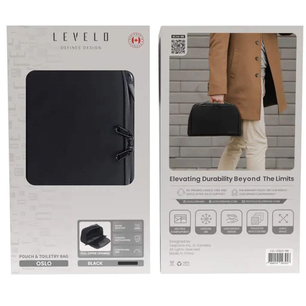 Levelo Oslo Pouch & Toiletry Bag - Black