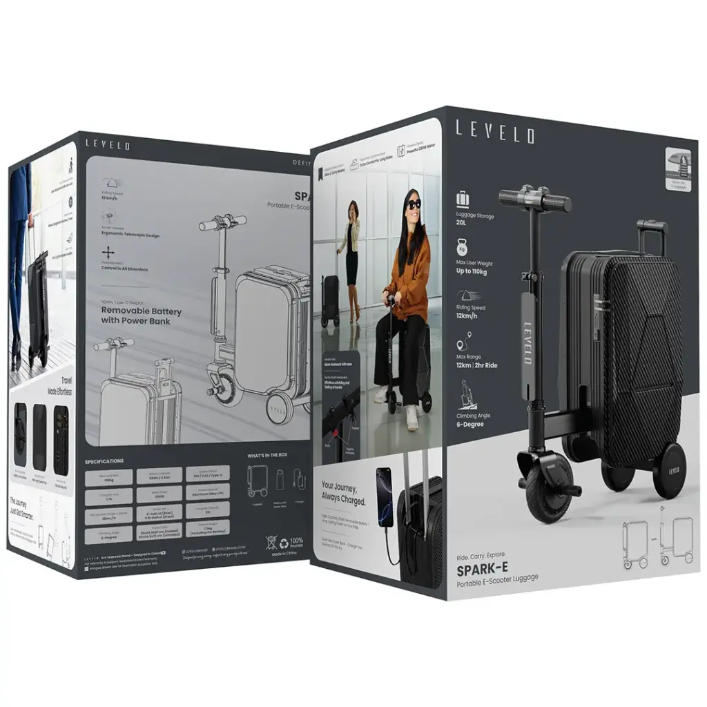 Levelo Spark-E Portable E-Scooter Luggage - Black8.webp