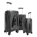 Levelo Tenax PP Unbreakable Set Of 3 Travel Luggage - Black2.webp
