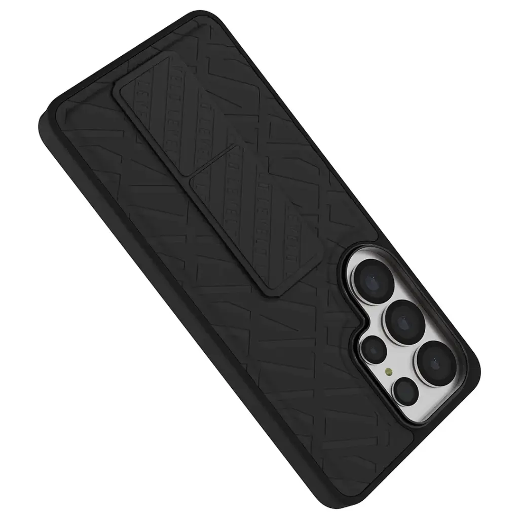 Levelo Morphix Cuero Grip Stand Case for S26 Ultra - Black2.webp