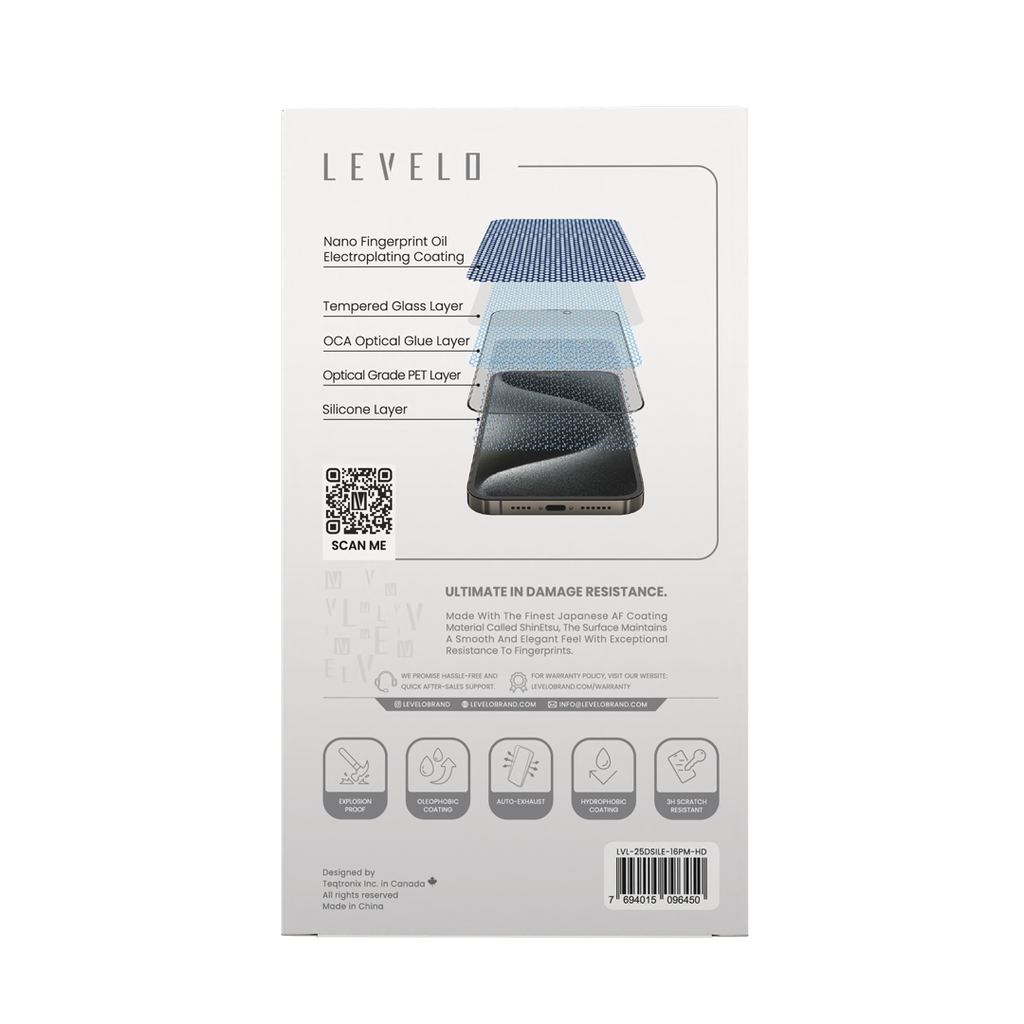 Levelo 2.5D Silk Print Silicone Edge Screen Protector For iPhone 16 Series