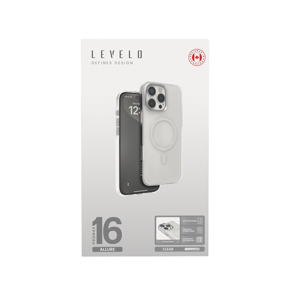 Levelo Allure PC Hard Case For iPhone 16 Pro Max / Pro - Clear