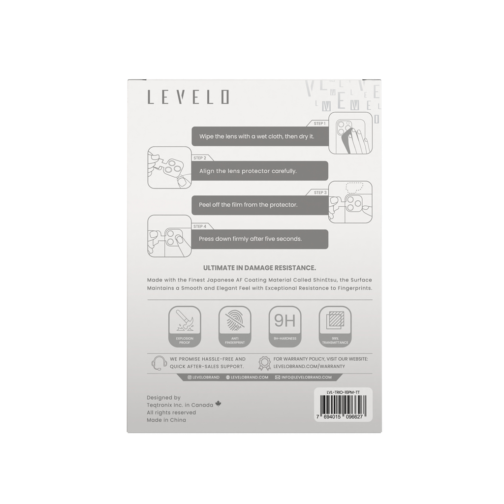 Levelo Trio Lens Protector For iPhone 16 Pro Max / Pro