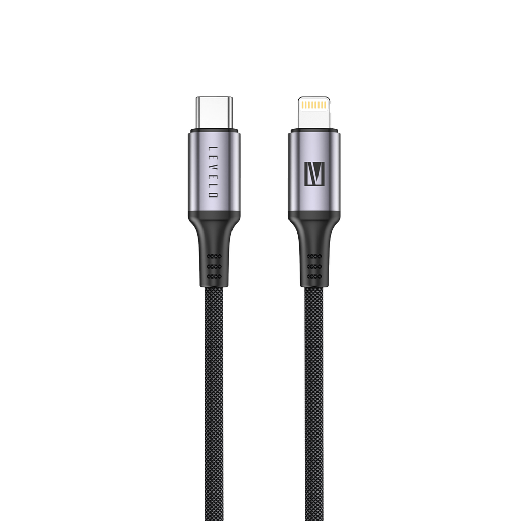 Levelo Otto USB C to Lightning 30W Leather Cable - Black