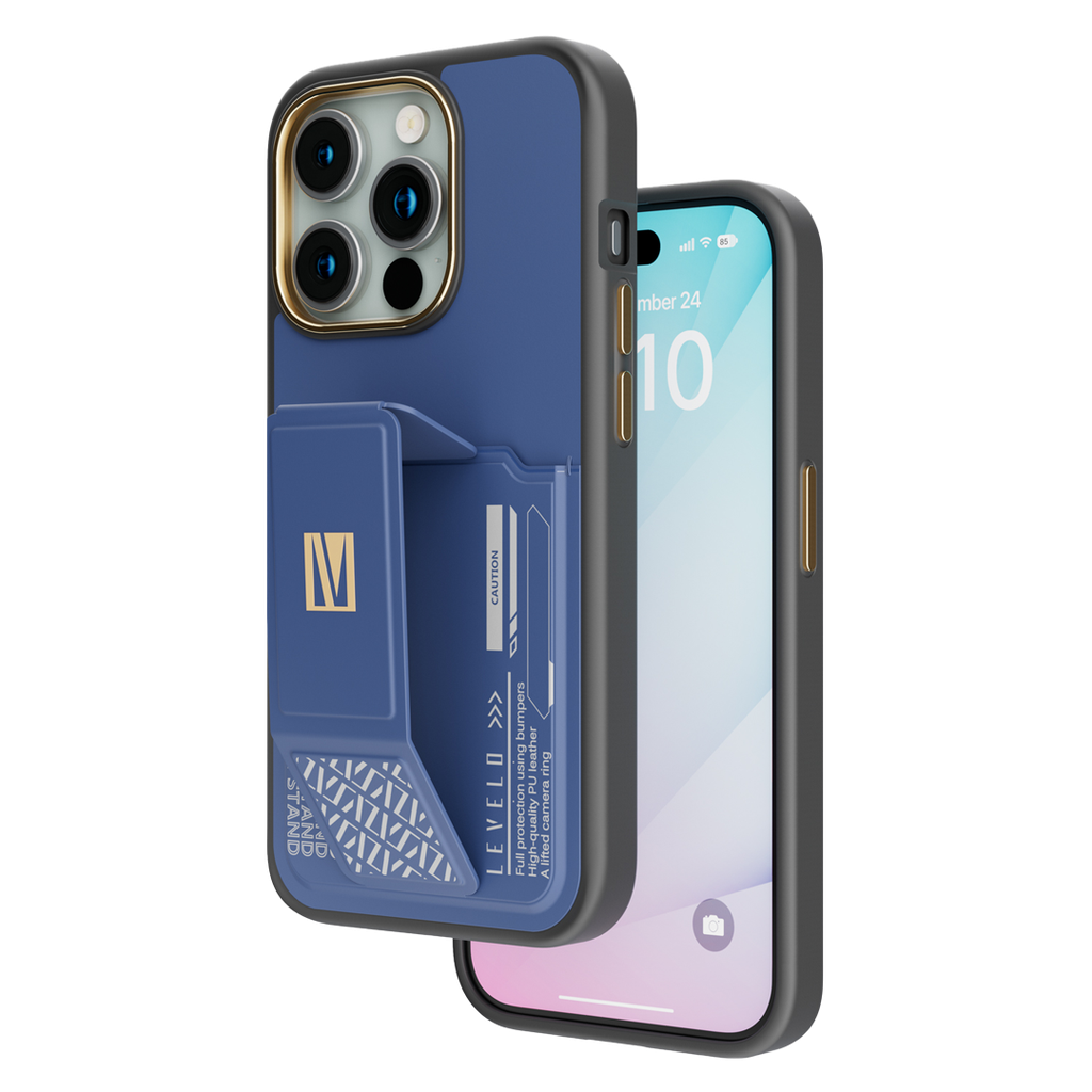 Levelo Morphix Gripstand Case With Cardholder For iPhone 15