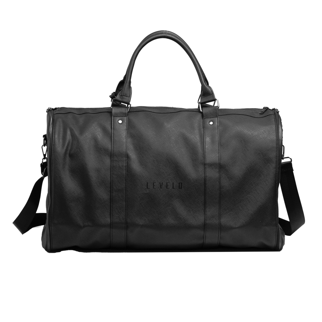 Levelo AllinStyle Saffiano Leather Travel Duffle Bag - Black